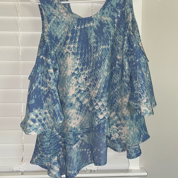KARLIE Blue Snakeskin Top - Picture 3 of 5